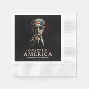 Funny Trump Gulf Of USA America 2025 4th Of July Napkin