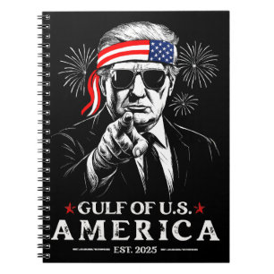 Funny Trump Gulf Of USA America 2025 4th Of July Notebook