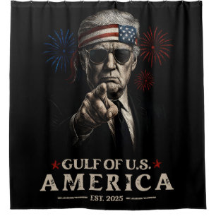 Funny Trump Gulf Of USA America 2025 4th Of July Shower Curtain