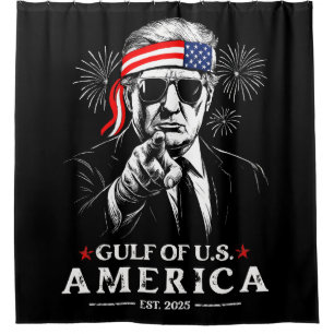 Funny Trump Gulf Of USA America 2025 4th Of July Shower Curtain