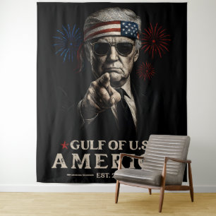 Funny Trump Gulf Of USA America 2025 4th Of July Tapestry