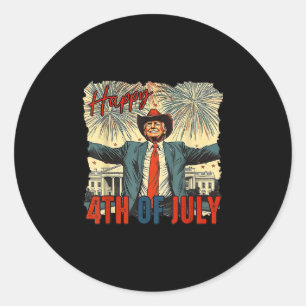 Funny Trump Happy 4th Of July Independence Day Classic Round Sticker