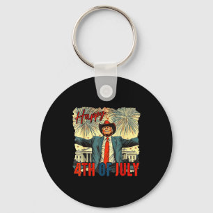 Funny trump happy 4th of july independence day Fun Key Ring