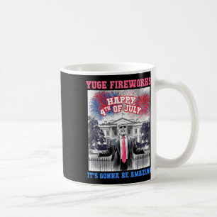 Funny Trump Happy 4th Of July Yuge Fireworks Staff Coffee Mug