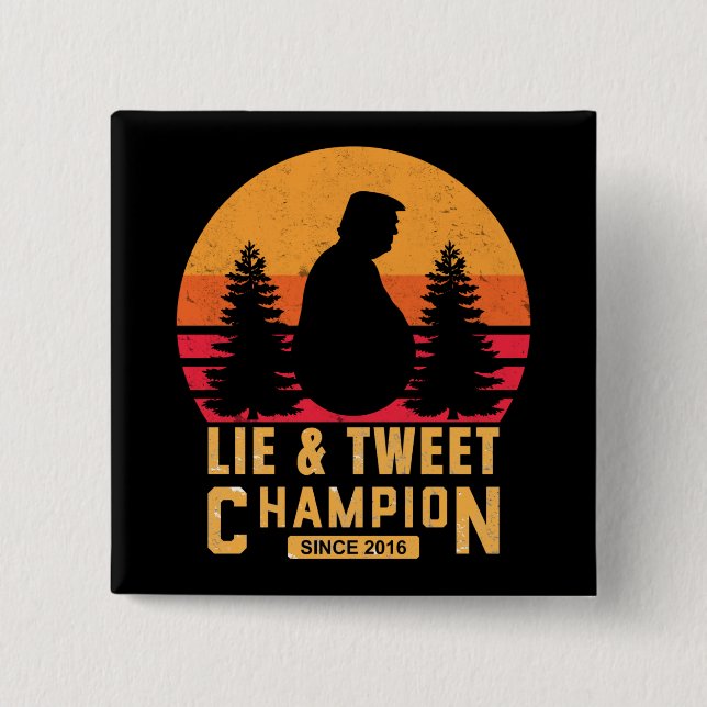 Funny Trump Hide and Seek Lie and Cheat 15 Cm Square Badge (Front)