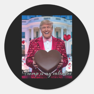 Funny Trump Hugging Chocolate Heart February 14th Classic Round Sticker