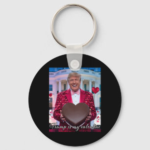 Funny Trump Hugging Chocolate Heart February 14th Key Ring