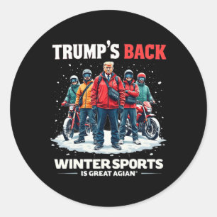 Funny Trump Ice Hockey Vintage Style Winter Sports Classic Round Sticker