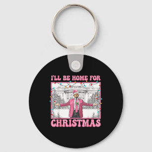 Funny Trump I'll Be Home For Christmas Xmas Santa  Key Ring