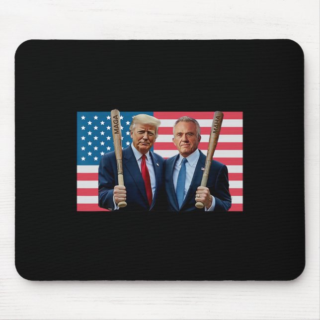 Funny Trump Kennedy Mega Maha Baseball Bat Usa Fla Mouse Pad (Front)