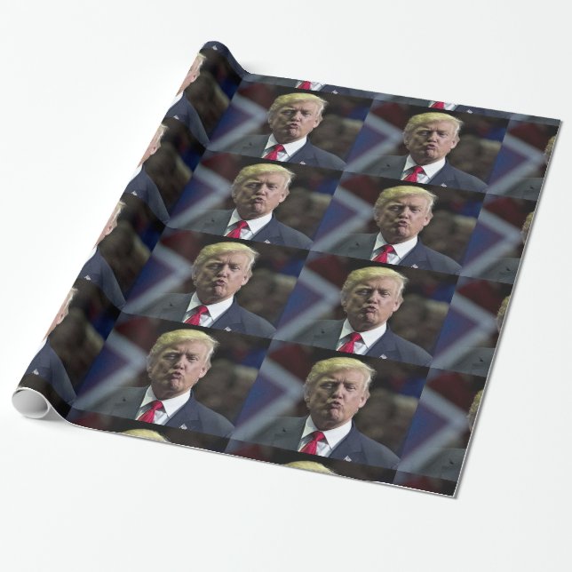 FUNNY TRUMP KISS CHRSTMAS Wrapping Paper (Unrolled)