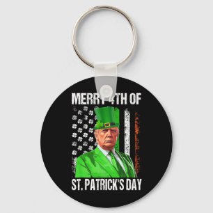 Funny Trump Leprechaun Hat Merry 4th Of St Patrick Key Ring