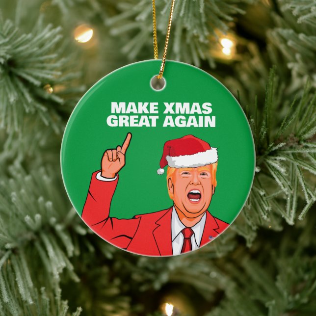 Funny Trump Make Christmas Great Again Ceramic Ornament (Tree)