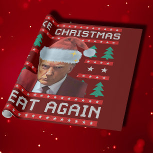 Funny Trump Make Christmas Great Again Mug Shot  Wrapping Paper