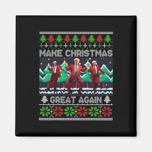 Funny Trump Make Christmas Great Again Ugly  Magnet (Front)