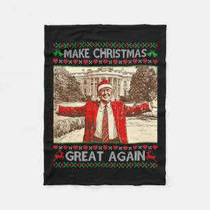 Funny Trump Make Christmas Great Again Xmas Family Fleece Blanket