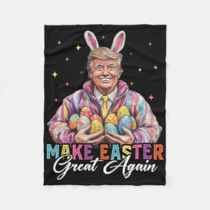 Funny Trump Make Easter Great Again Bunny Hunt Egg Fleece Blanket
