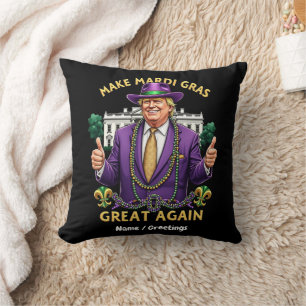 Funny Trump "Make Mardi Gras Great Again" Cushion