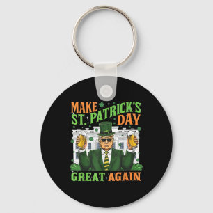 Funny Trump Make St Patricks Day Great Again 2025 Key Ring
