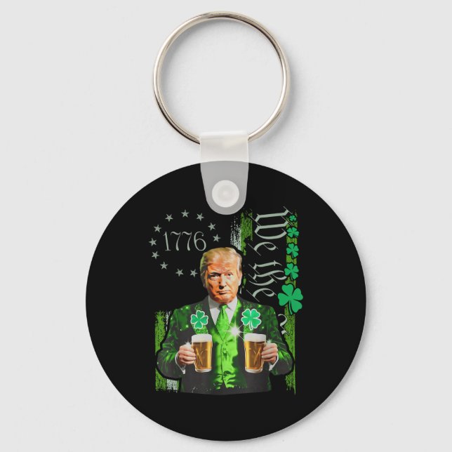 Funny Trump Make St Patricks Day Great Again Key Ring (Front)