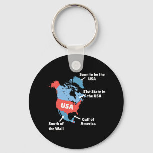 Funny Trump Map Of Usa - Canada Key Ring