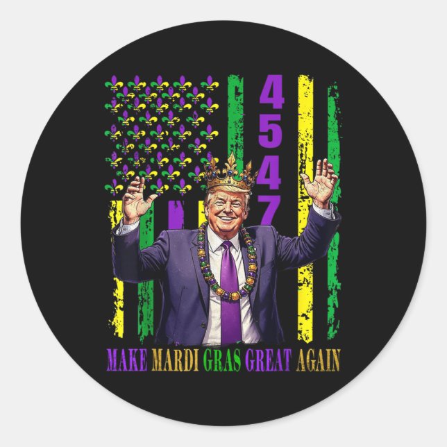Funny Trump Mardi Gras Make Mardi Gras Great Classic Round Sticker (Front)