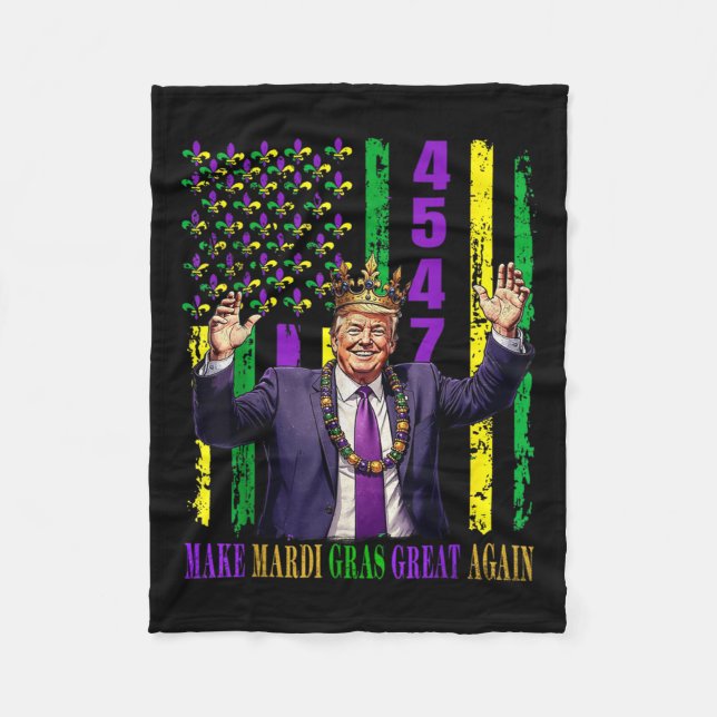 Funny Trump Mardi Gras Make Mardi Gras Great Fleece Blanket (Front)