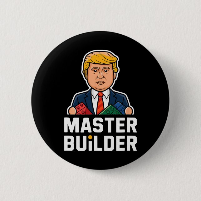 Funny Trump Master Builder Building Blocks Gift  6 Cm Round Badge (Front)