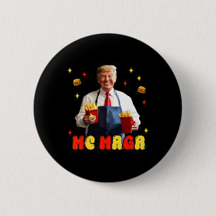 Funny Trump Mc Mega Fries Fast Food  6 Cm Round Badge