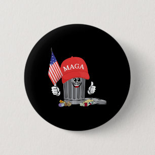 Funny Trump Mega Cartoon Garbage Can American Flag 6 Cm Round Badge