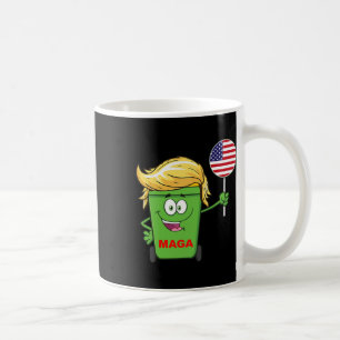 Funny Trump Mega Cartoon Garbage Can American Flag Coffee Mug