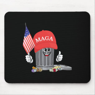 Funny Trump Mega Cartoon Garbage Can American Flag Mouse Pad