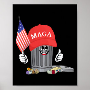 Funny Trump Mega Cartoon Garge Can American Flag 1 Poster