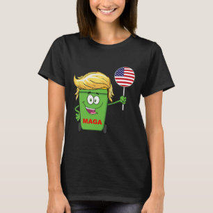 Funny Trump Mega Cartoon Garge Can American Flag T-Shirt