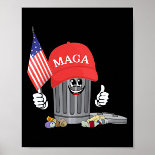 Funny Trump Mega Garbage Can Cartoon Character Ame Poster