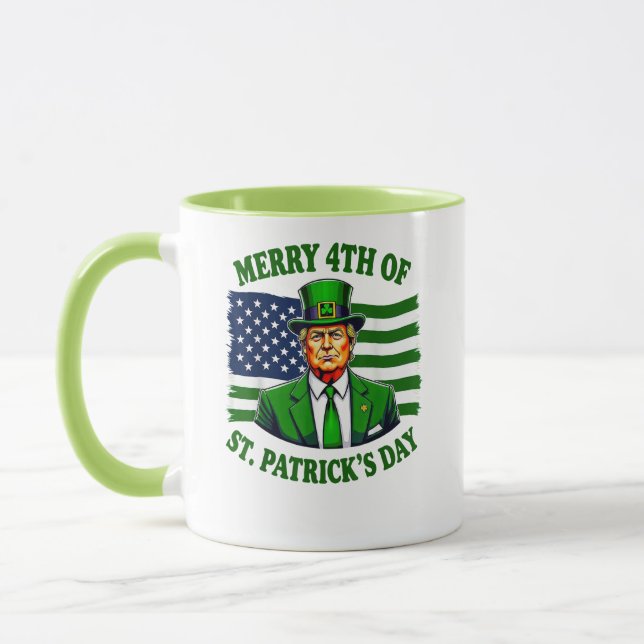Funny Trump Merry 4th Of St Patricks Day Mug (Left)