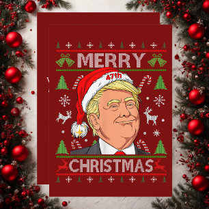 Funny Trump Merry Christmas Ugly Xmas Sweater Gift Holiday Card