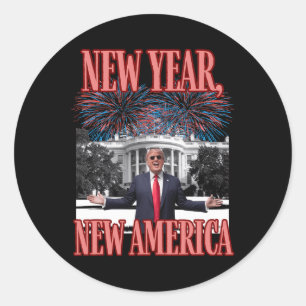 Funny Trump New Year  Classic Round Sticker
