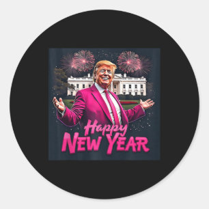 Funny Trump New Year Party 2025 Trump New Year New Classic Round Sticker