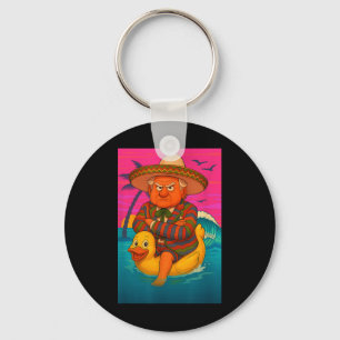 Funny Trump On Floating Yellow Duck Swim Ring In O Key Ring