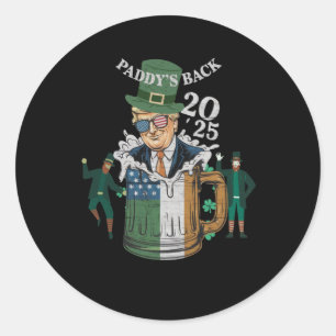 Funny Trump Paddy's Back St. Patrick Day Funny Gif Classic Round Sticker