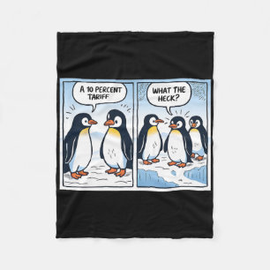 Funny Trump Penguins Tariffs 10% Political Sarcasm Fleece Blanket