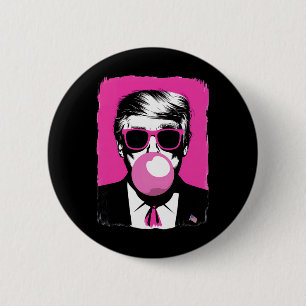 Funny Trump Pink Bubble Gum Sungles  6 Cm Round Badge