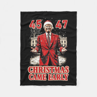Funny Trump Present Came Early This Year 2024 Fleece Blanket