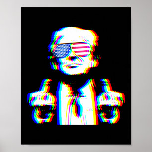 Funny Trump Psychedelic Edm Trippy Vaporwave Techn Poster
