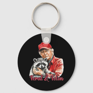 Funny Trump Racoon Feral And Felon 4th Of July Pa Key Ring