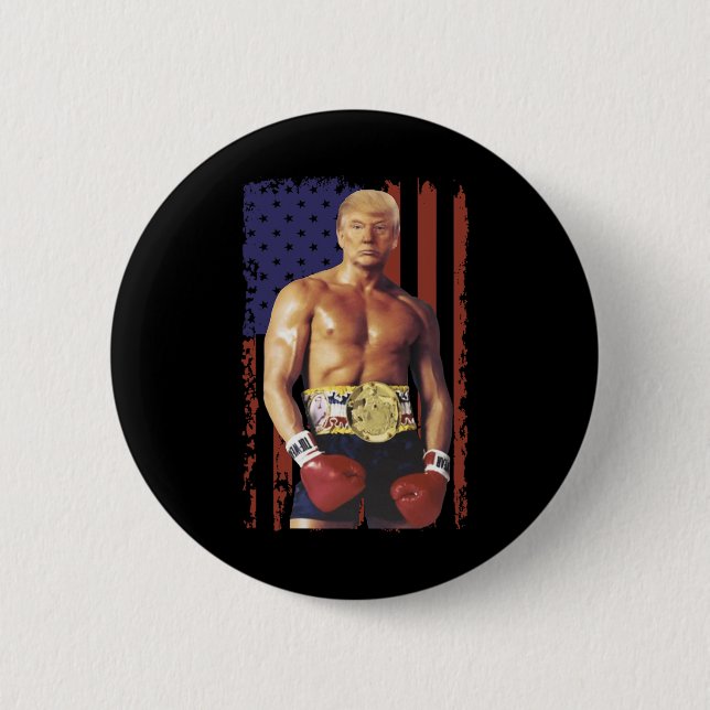 Funny Trump Rocky Boxing Meme Boxer Us Flag Patrio 6 Cm Round Badge (Front)