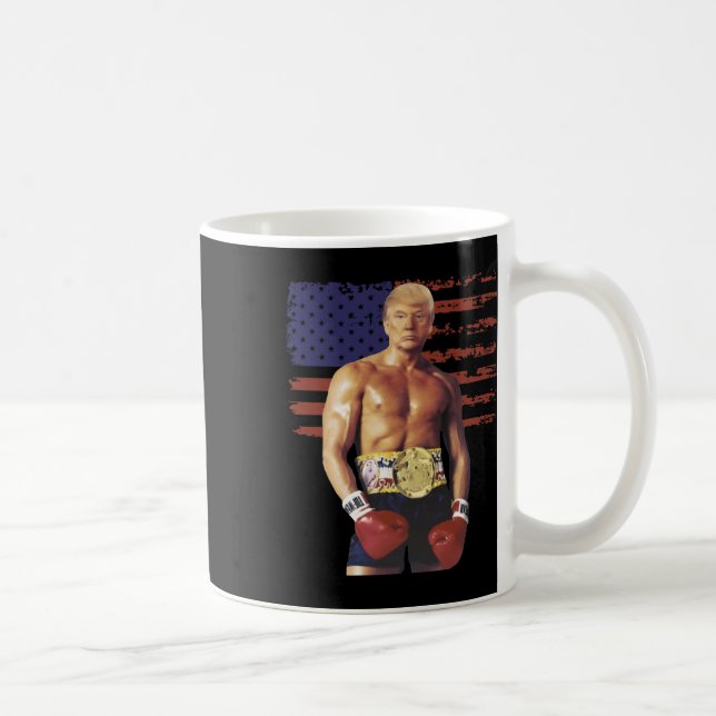 Funny Trump Rocky Boxing Meme Boxer Us Flag Patrio Coffee Mug (Right)
