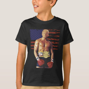Funny Trump Rocky Boxing Meme Boxer Us Flag Patrio T-Shirt