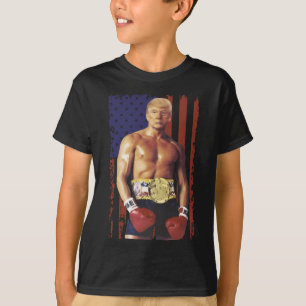 Funny Trump Rocky Boxing Meme Boxer Us Flag Patrio T-Shirt